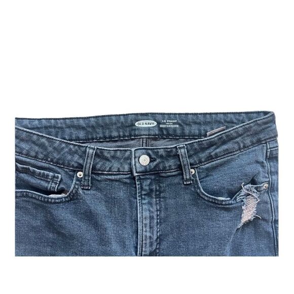 Womens Old Navy High-Waisted O.G. Straight Ripped Gray Blue Ankle Jeans - Sz 12 - Picture 3 of 3